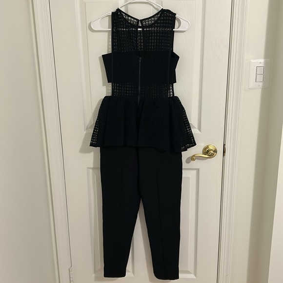 Self-Portrait Black Eyelet Lace Peplum Jumpsuit New Size UK 6, US 2 - Picture 6 of 9